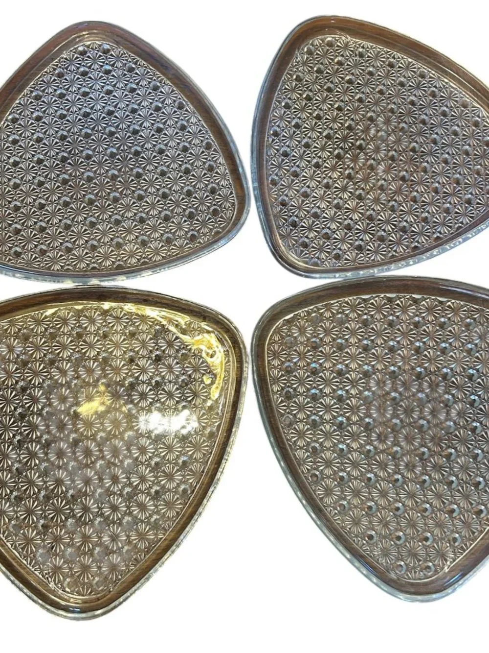 MCM VINTAGE GLASS DAISY PLATES SET 8 ANCHOR HOCKING 1960s